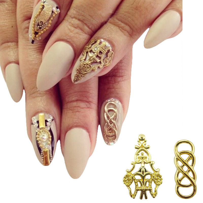 Image of 10pcs Alloy nail art gold 3d nails decorations new arrive Beautiful charms decorations nails YX130