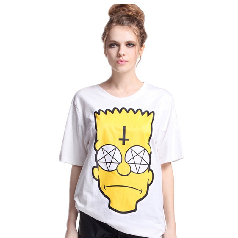 EAST-KNITTING-RE-56-spring-Summer-Fashiont-shirt-women-Sad-Simpson-White-T-shirt-Free-shipping