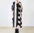 2016 Autumn New Women Striped Dress Female Loose Plus Size Batwing Long Dress Long Sleeve Round