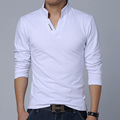 Hot Sale 2017 New Summer Mens Clothing Fashion Mens Polo Shirts V Neck Slim Fit Long