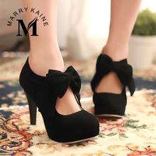 size big 34-43 new 2015 Fashion Platform High Heels Women Pumps Spring Summer Autumn Bowtie Women Shoes Woman No.A