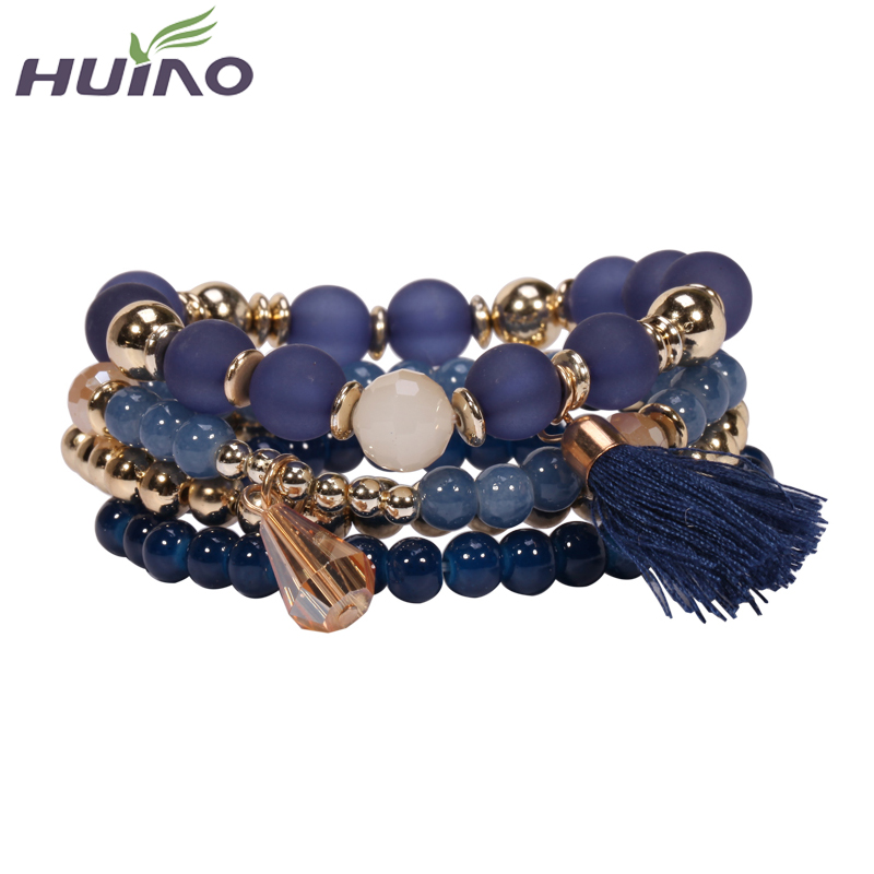 Image of 2015 Fine Sterling Jewelry Bracelets & Bangles Pearl Bracelet For Women Multilayer Design Imitation Turquoise Bead Bracelets