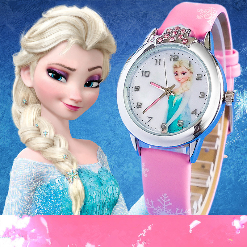 Image of 2016 Presale New Cartoon Children Watch Princess Elsa Anna Watches Fashion Girl Kids Student Cute Leather quartz Wrist Watches