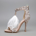 2017 Sexy Plus Size Summer Women High Heel Sandals Genunin Leather Rhinestone Feather T Strap Thin