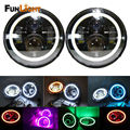 7 Inch Round Black Housing light 7 LED Headlights white Halo Angle Eyes with Turn Signal
