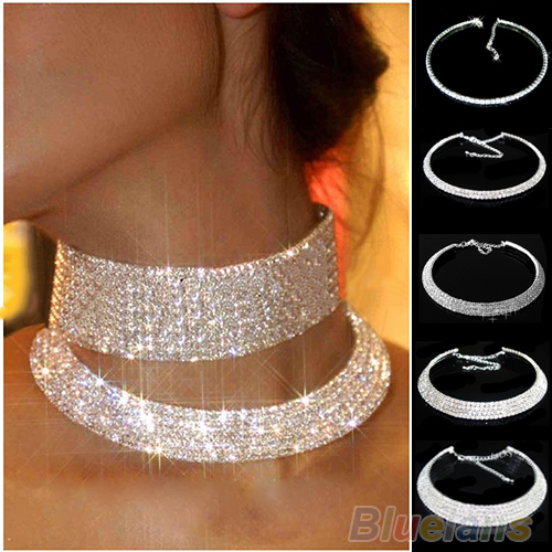 Hot Sale New Women Crystal Rhinestone Collar Necklace Choker Necklaces Wedding Birthday Jewelry 008Q