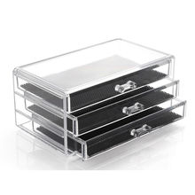 US Shipping 1pc Clear Acrylic Jewelry Cosmetic 3layer 3Drawer Organizer Storage Box For Makeup Display Rangement Maquill moa0008