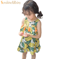 Korean Style 2017 Kids Girls Dresses Summer Fashion Tassel Banana Print Beach Dress For Baby Girls