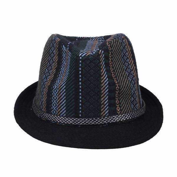 Горячая распродажа бесплатная доставка 2015 мода свободного покроя шерсть и шерстяной пряжи полоса шляпа для мужчин ELA