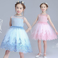 2017 sleeveless girl dress for wedding party flowers princess girls dresses children clothing summer lace patchwork