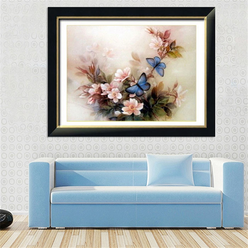 Image of Cross-Stitch Blue Butterfly Cross Stitch 3D DIY Embroidery Needlework Set Home Decoration quality first