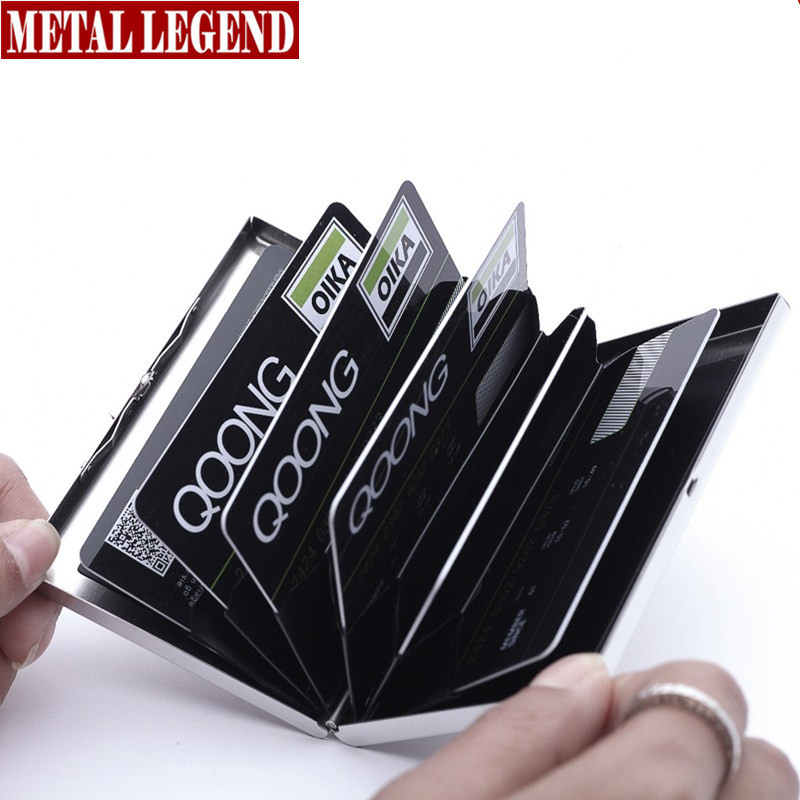 Image of Stainless Steel RFID Blocking Business Men Women Credit Card Holder Case Protect Your Bank Debit, ID Cards Metal Travel Wallet