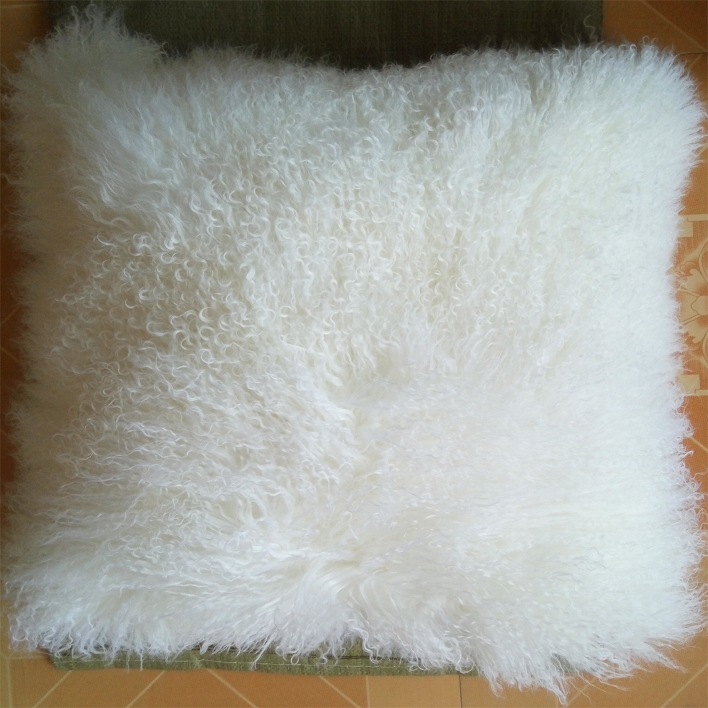 2016 REAL WHITE MONGOLIAN LAMB FUR PILLOW COVER CUSHION COVERS FOR SOFA DECORATIVE THROW PILLOWS ...
