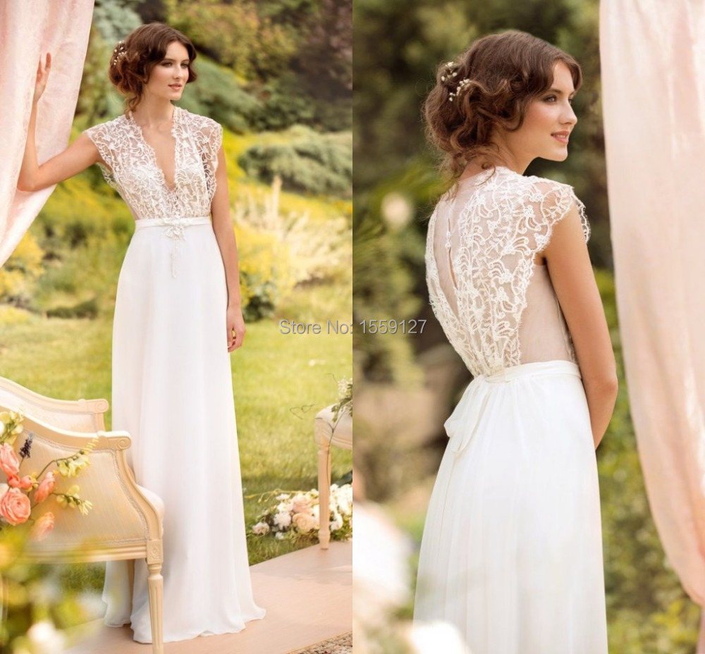 Yellow Cap Sleeve Wedding Dresses