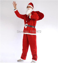 Christmas Santa Claus clothes complete set clothes pants hat beard belt Adult Non Woven Clothing Costume