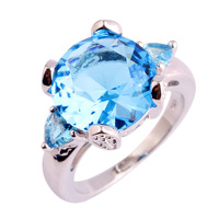 Wholesale Great Blue Topaz Classic Fashion 925 Silver Ring Size 6 7 8 9 10 11 Unisex Facile Design Nice Jewelry Free Shipping