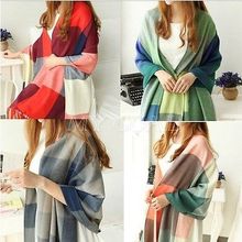 Winter Women Lady Neck Warm Tartan Check Shawl Scarf Wrap Stole Plaid Pashmina