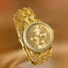 Rose Gold Watch Women Luxury Brand Hot Geneva Ladies Wristwatches Gifts For Girl Full Stainless Steel Rhinestone Quartz Watch
