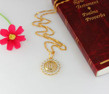2015 New CZ Jewelry 18k Gold Plated Charm Muslim Islam Allah Pendant Necklace 45cm Necklace