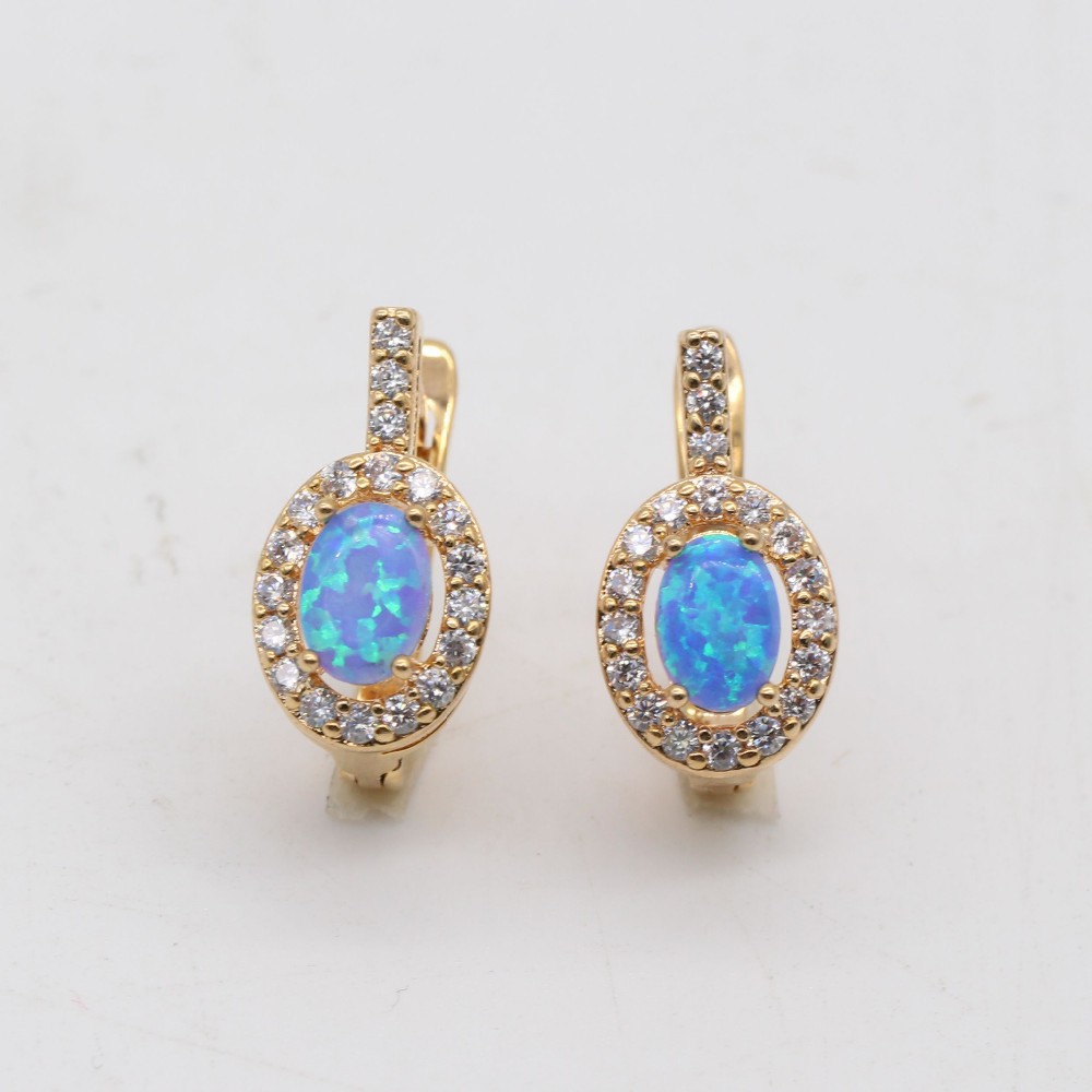 JINYAO Jewelry Nobby Fire Opal 925 Gold Plated Zirconia Earrings For Anniversary 5colors