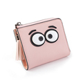 Trendy Lovely Cartoon Eyes Tassel Wallet Women Fashion Simple Solid Color Zipper Purse Ladies Designer Thin