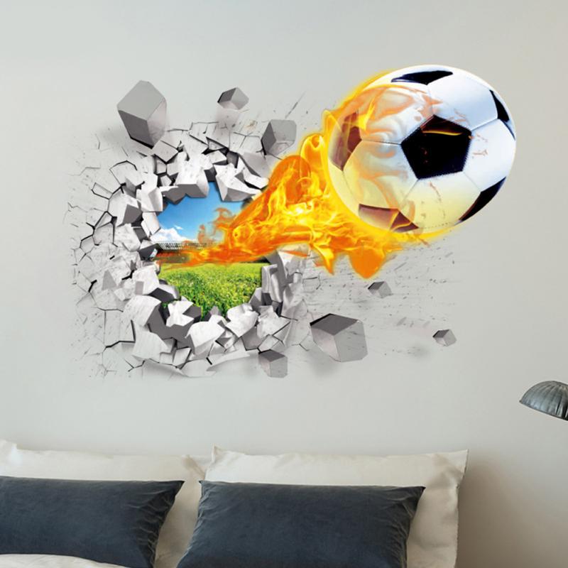 Image of 3D Football Background Wall Sticker Home Decor Removable Stickers Bedroom Sticker Home Decoration adesivo de parede