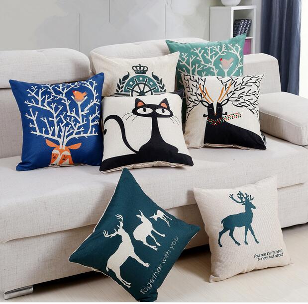 Image of Creative Pillow 45*45 Christmas Gift Customized Linen Cushion for Home Decoration Not Including Filling in Office in Car