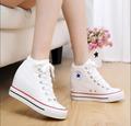 Classic black and white high top canvas shoes Wedges High Heels thick soled shoes 8CM increased