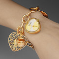 Hot Sale 2016 Women Fashion Hollow Engraving Stone Heart Pattern Japan Movt Quartz Watches Stainless Steel