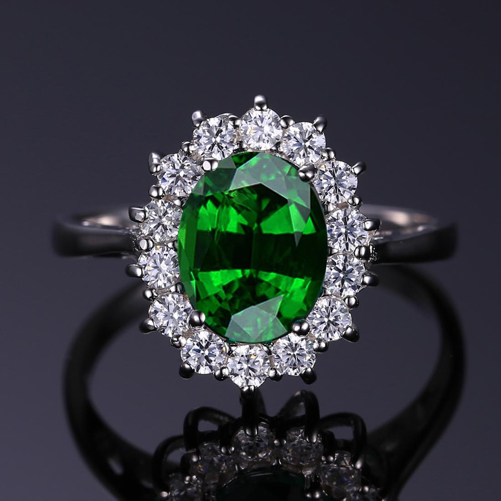 Wholesale Fashion Summer Stylish Hot Girls Emerald Ring Cocktail 925 Sterling Silver Free Shipping