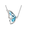 Butterfly Wing Pendant Crystal Necklace Jewel Alloy Necklace Blue For Women