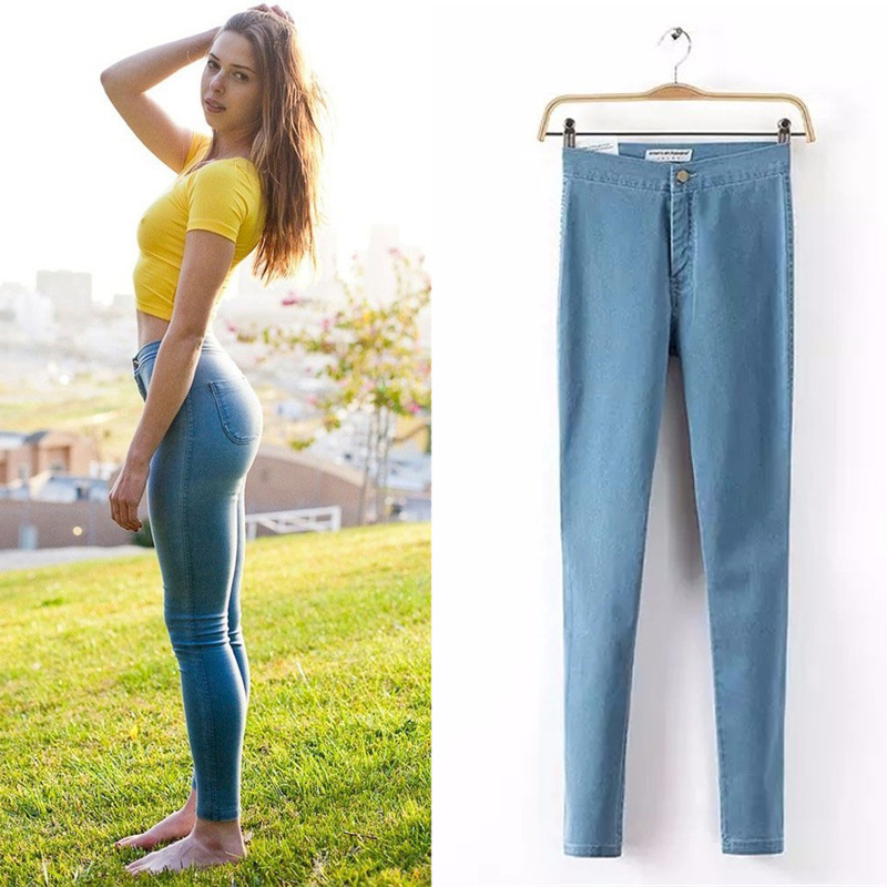 Image of Hot Sale 2015 Fashion Pencil Jeans Woman Casual Denim Stretch Skinny Jeans Vintage High Waist Jeans Women Black Blue Plus Size