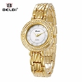 Fashion Brand Women Stainless Steel Watches 2016 Luxury Gold Plated Women Rhinestone Quartz Watch Wristwatch For