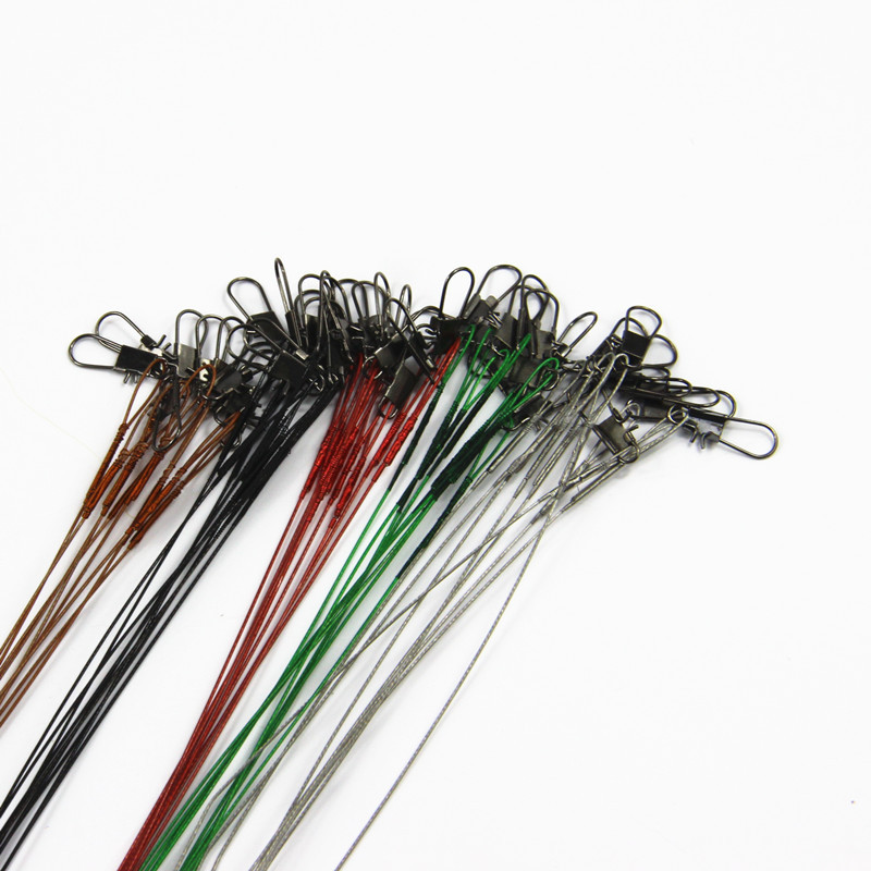 Image of 10Pcs Fly Fishing lead Line Connector Leader Wire lead line Assortment Sleeve and Swivel Stainless Steel Rolling Swivels 12-28cm