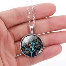 Life of Tree Pendant Necklace Eternal Tree Art glass cabochon silver plated chain choker Fashion necklace