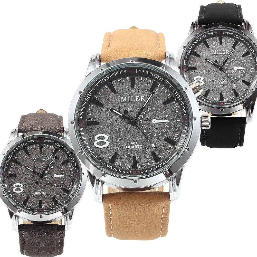 2015 New Arrival Vintage Sport Dull Polish Leather Strap Military Watches Quartz Brand Fashion Men Wristwatches