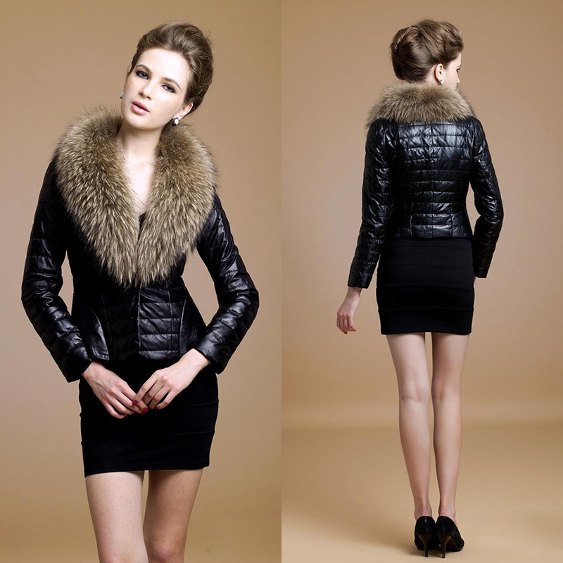 Leather Jacket With Fur Collar Womens - Jacket