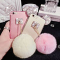 New Luxury DIY Fur Ball Crystal Mickey Head Phone Cases For iPhone 6 6S 6 6S