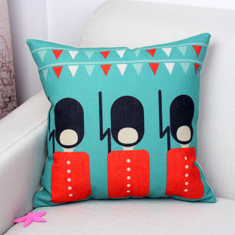 2015 Fashion British style colorful cute cartoon soldier cotton linen decorative pillowcases ...