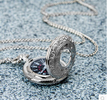 Silver Round Vintage Pocket Watch Necklace For Gift Pocket Fob Watches