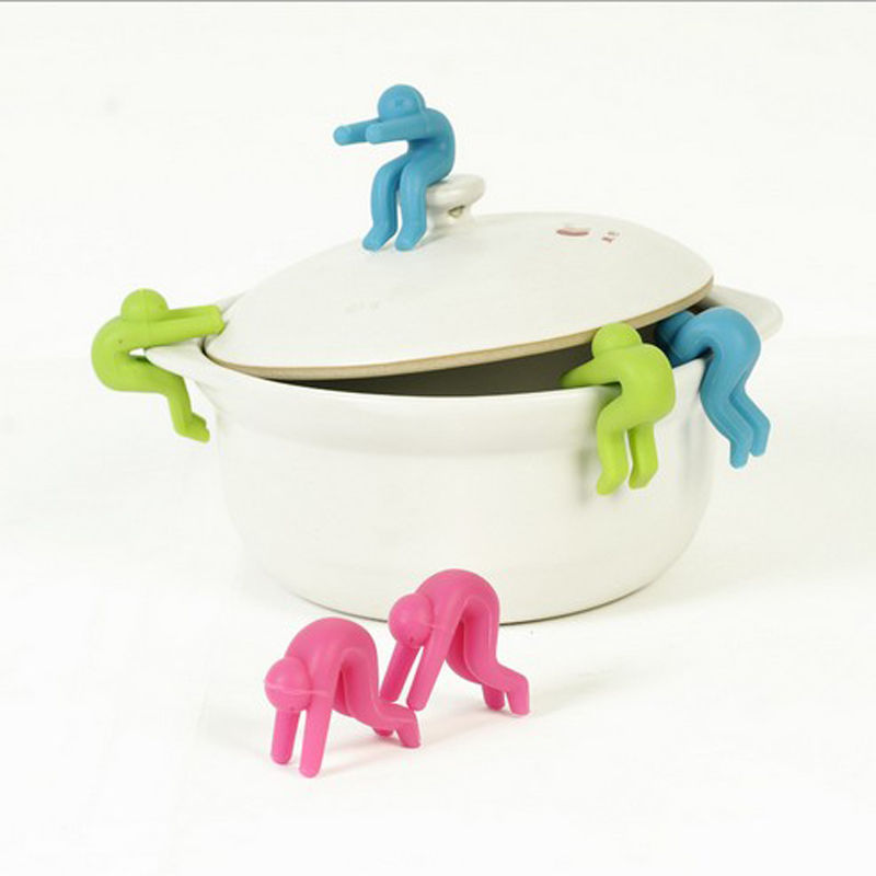 Image of 2 PCS Random Color Cute Creative Little Pot Spill-proof Cute Heat Resistant Lid Kitchen Tool Holder Free Shipping