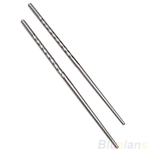 2 Types Chinese Style Thread Stylish Non slip Design Stainless Steel Chop Sticks Chopsticks Environment Hollow