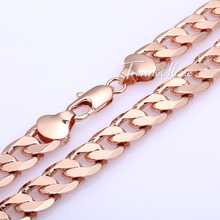 12mm Boys Mens Chain Cut Curb Rose Yellow Gold Filled Necklace GF Wholesale Jewelry Customized Gift