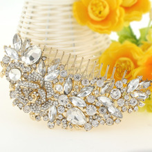 Bella 2015 2 Colors Flower Rhinestone Bridal Hair Comb Pin Pieces Wedding Austrian Crystal Accessories Jewelry