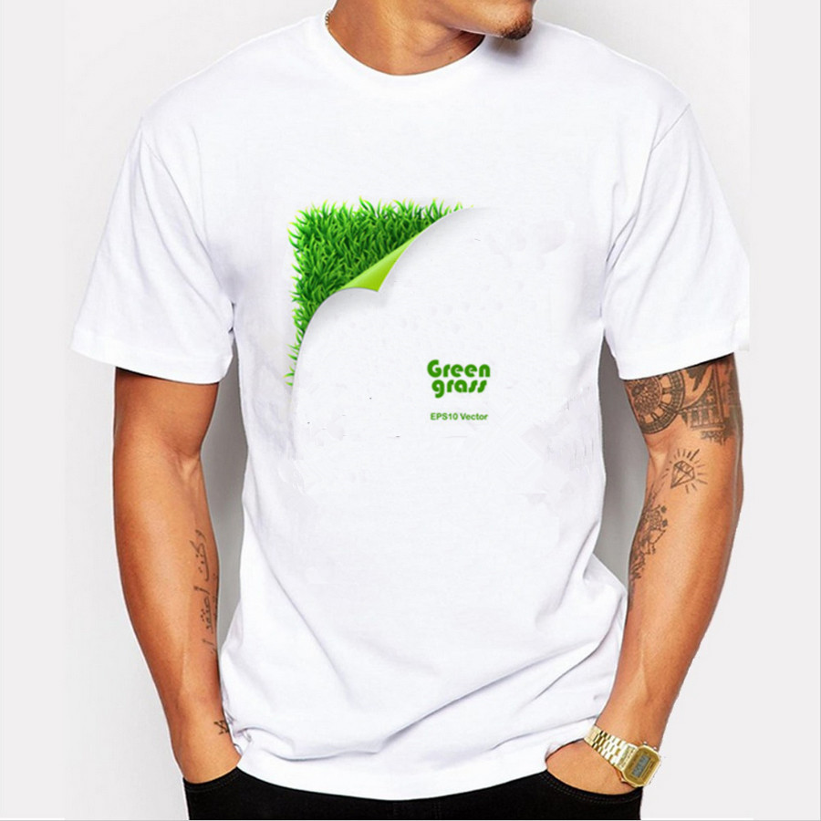 2016 men T-shirt Fashion Novelty Environmental Protection Green 21 Colors Prints Short Sleeved Round Neck Man Top Shirt