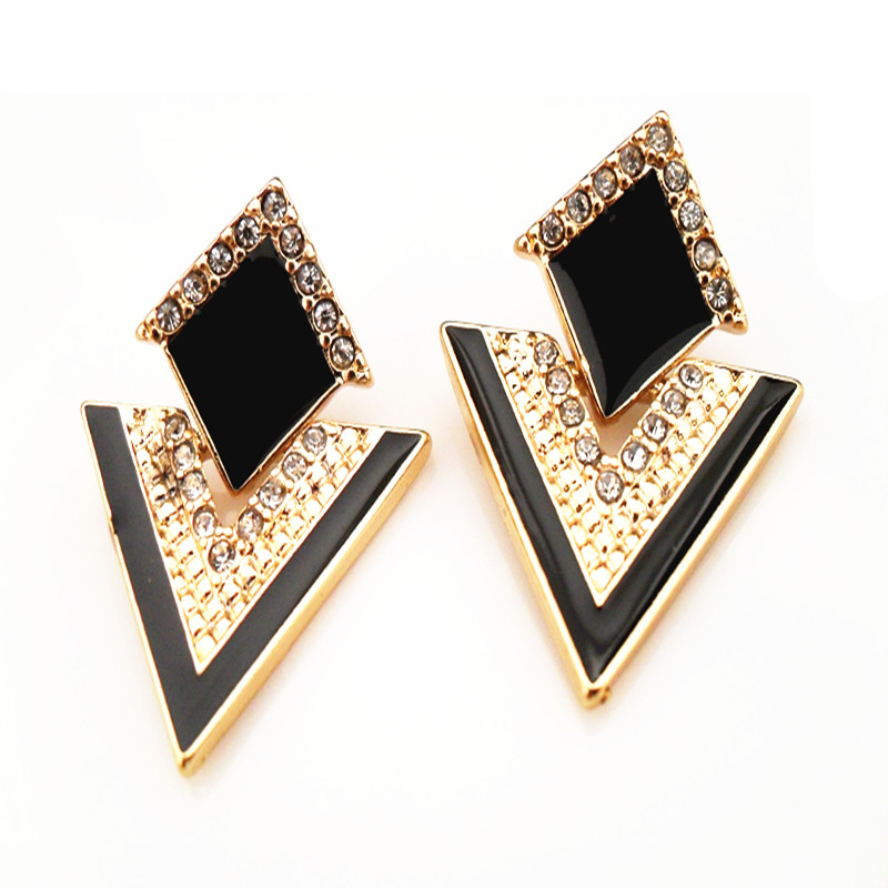 Image of Fashion Accessories Jewelry Vintage Brand Crystal Chromophous Sparkling Multicolor Stud Earrings For Women E057