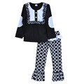 2016 Kids Outfits Cool Girls Clothing Sets Geometric Printing Pants Classical White Black Bib Tops Toddler
