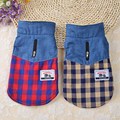 Fashion Contrast Color Dog Jacket Coat Winter Double Layer Pet Clothes Jeans Plaid Puppy Dog Apparel