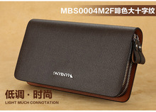 2015 NEW Business Mens Genuine Leather Clutch Double Zipper Large Capacity With Card Cash Money Cion