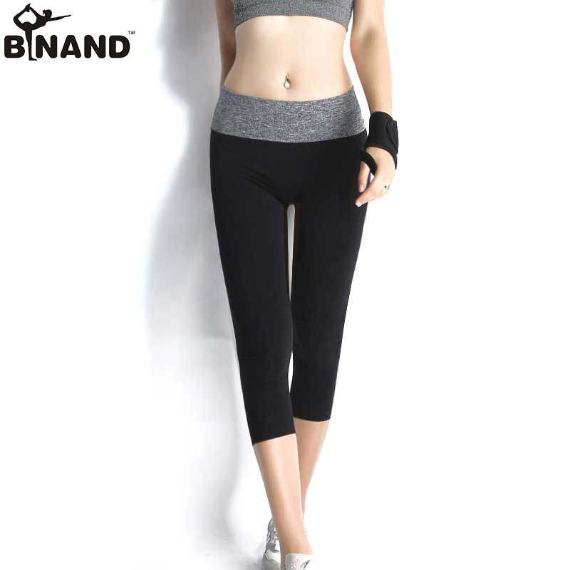 Image of 2016 Spandex High Elasticity Dry Fit Cropped Yoga Pants Women Sports Fitness Running Leggings GYM Trousers 6 Colors